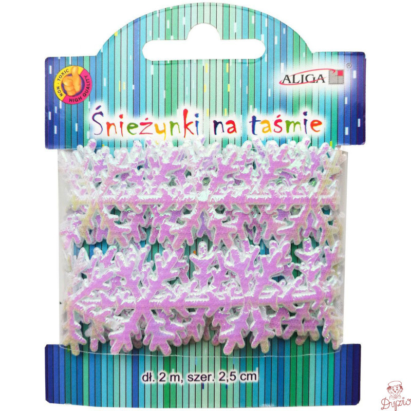 Śnieżynki na taśmie 2m x 2,5cm TC-6205 ALIGA