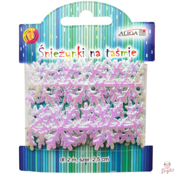 Śnieżynki na taśmie 2m x 2,5cm TC-6205 ALIGA
