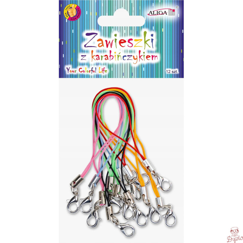 Zawieszki z karabińczykiem mix kolorów 7cm (12 sztuk) PH-8305 ALIGA