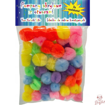 Pompony akrylowe z otworem w środku 60szt. PM-0010 ALIGA
