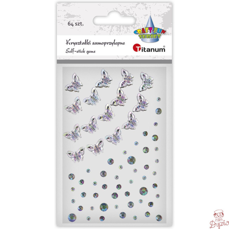 Kryształki samoprzylepne MOTYLE + Kropki (64 sztuki) 627664 24SL0341 TITANUM