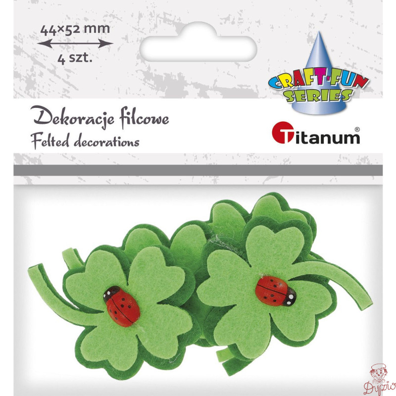 Filcowe KONICZYNKI z drewnianą biedronką 4szt. 399123 TITANUM