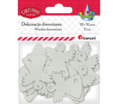 Drewniane anioły ażurowe 25x29mm białe 15szt. 417639 TITANUM
