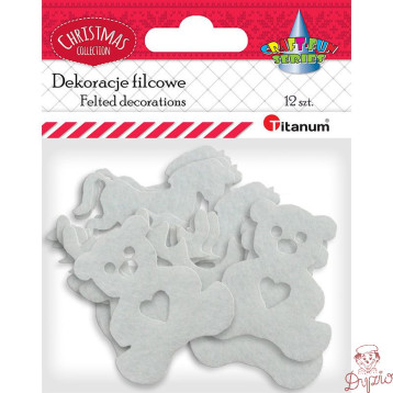 Dekoracje filcowe świąteczne białe 3 wzory x4szt. 437240 TITANUM