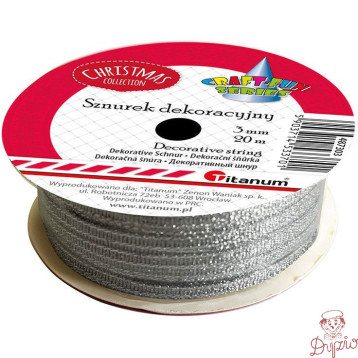 Sznurek-wstążka 3mm 20m srebrny 487303 TITANUM