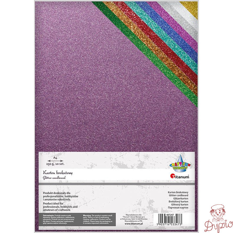 Karton brokatowany A4 10 kolorów 250g 487247 TITANUM