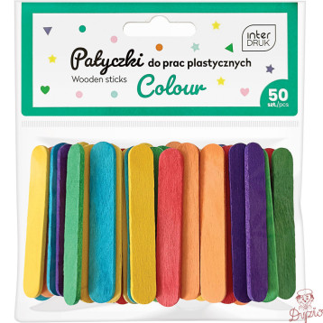 Kolorowe patyczki do prac plastycznych 65x10 50szt. INTERDRUK