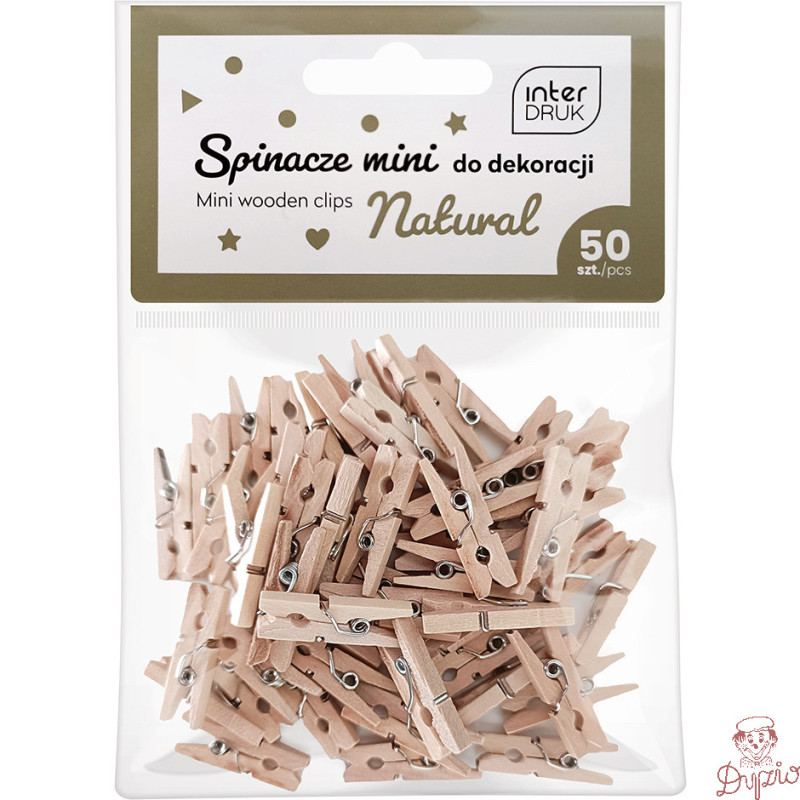 Naturalne spinacze do dekoracji MINI 50szt. INTERDRUK