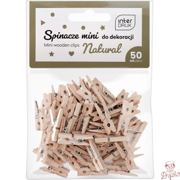 Naturalne spinacze do dekoracji MINI 50szt. INTERDRUK