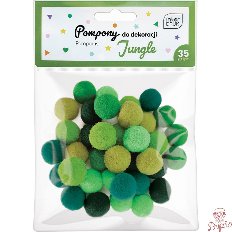 Pompony do dekoracji 35szt. JUNGLE INTERDRUK