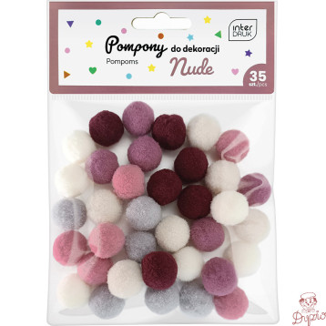Pompony do dekoracji 35szt. NUDE INTERDRUK