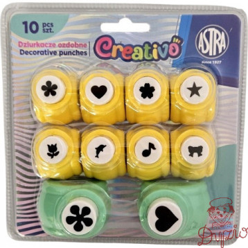 Zestaw kreatywny 3 ASTRA Creativo 10szt. dziurkacze 10mm 8szt., 18mm 2szt. 334025903