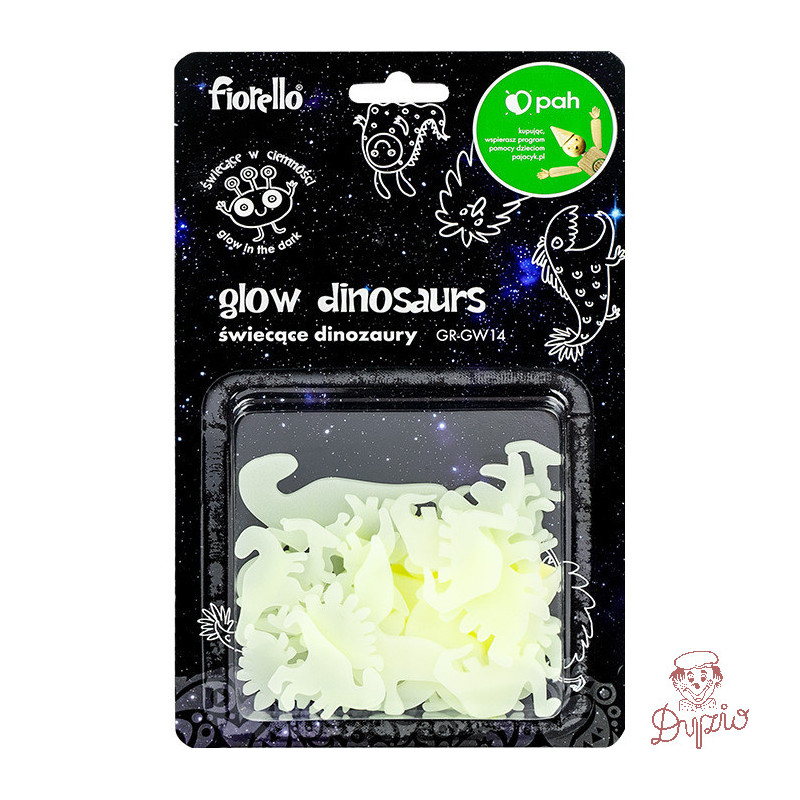 Ozdoby fluorescencyjne DINOZAURY miks 24szt. GR-GW14 170-2810 FIORELLO