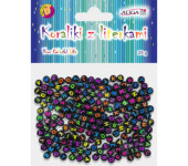 Koraliki czarne plastikowe z literkami 7x4mm PJA-0323 ALIGA