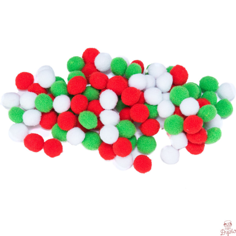 Pompony 10mm białe,czerwone, zielone POM42 BREWIS