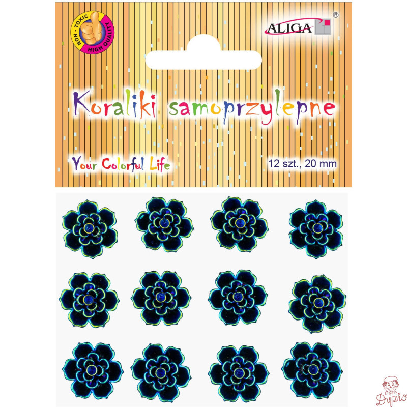 Dżety kryształki samoprzylepne KWIATKI 2cm, 12szt. JET-3072 ALIGA