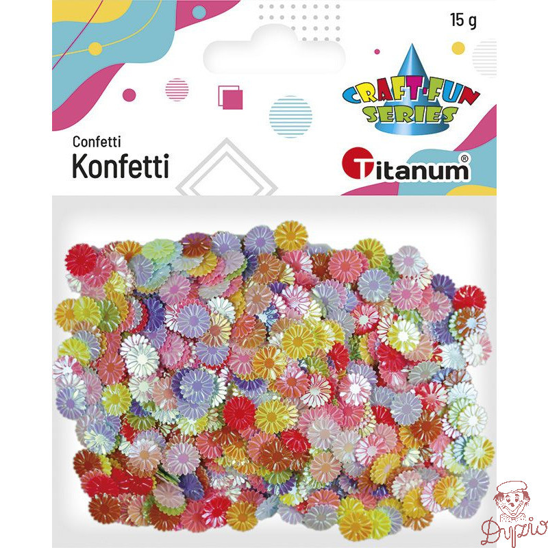 Konfetti kwiaty okrągłe 9mm mix kol. 15g 472902 TITANUM