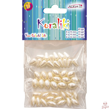 Koraliki perłowe plastikowe mix rozm. 45szt. PJ-7889 ALIGA
