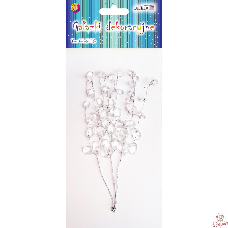 Gałązki dekoracyjne z kryształkami 7,5x14,5cm DPG-8091 ALIGA