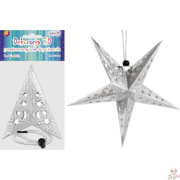 Gwiazda hologramowa srebrna 3D 30cm GW-7411 ALIGA