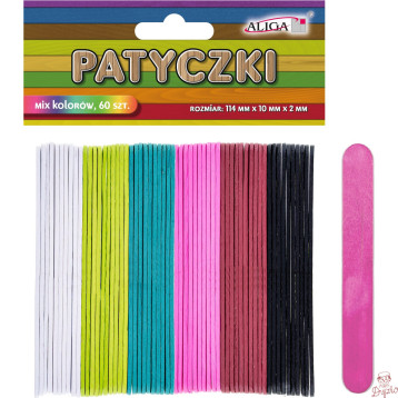 Patyczki mix kolorów 114x10x2mm 60szt. PK-1046 ALIGA