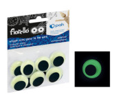 Oczka ruchome samoprzylepne świecące w ciemności 25mm (10 sztuk) FIORELLO GR-KE10-25F 170-2562