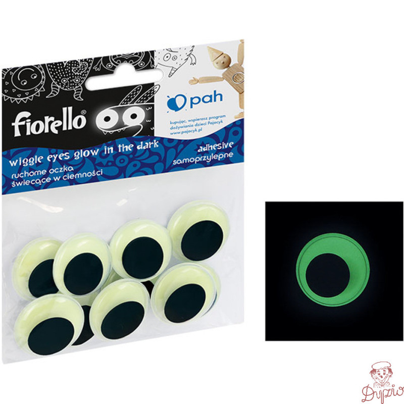 Oczka ruchome samoprzylepne świecące w ciemności 25mm (10 sztuk) FIORELLO GR-KE10-25F 170-2562