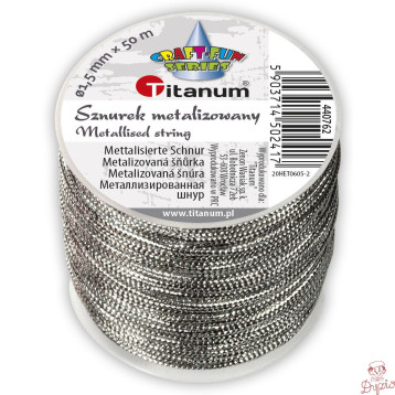Sznurek metalizowany srebrny 1,5mm x 50m 440762 TITANUM