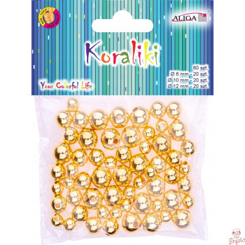 Koraliki plastikowe mix rozmiarów (60 sztuk) złote PJ-9463 ALIGA