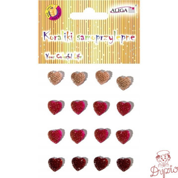 Dżety kryształki samoprzylepne serca 12mm mix kolorów JET-2411 ALIGA