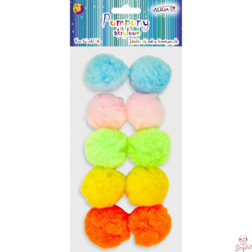 Pompony akrylowe mix kolorów 5cm 10szt. POM-203 ALIGA