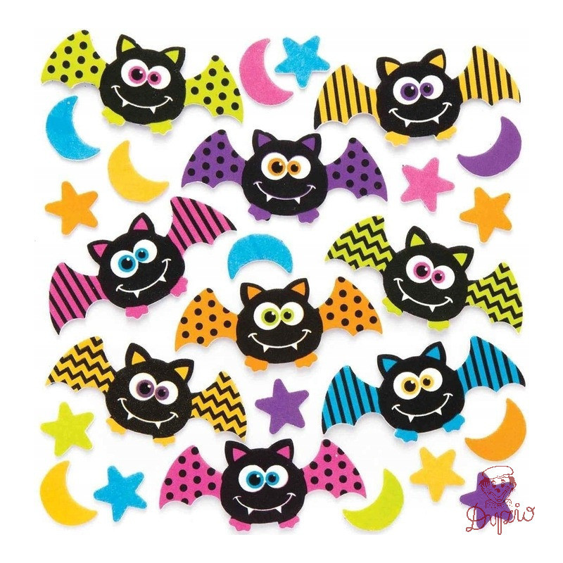 Naklejki piankowe HALLOWEEN kolorowe nietoperze PVH4 BREWIS