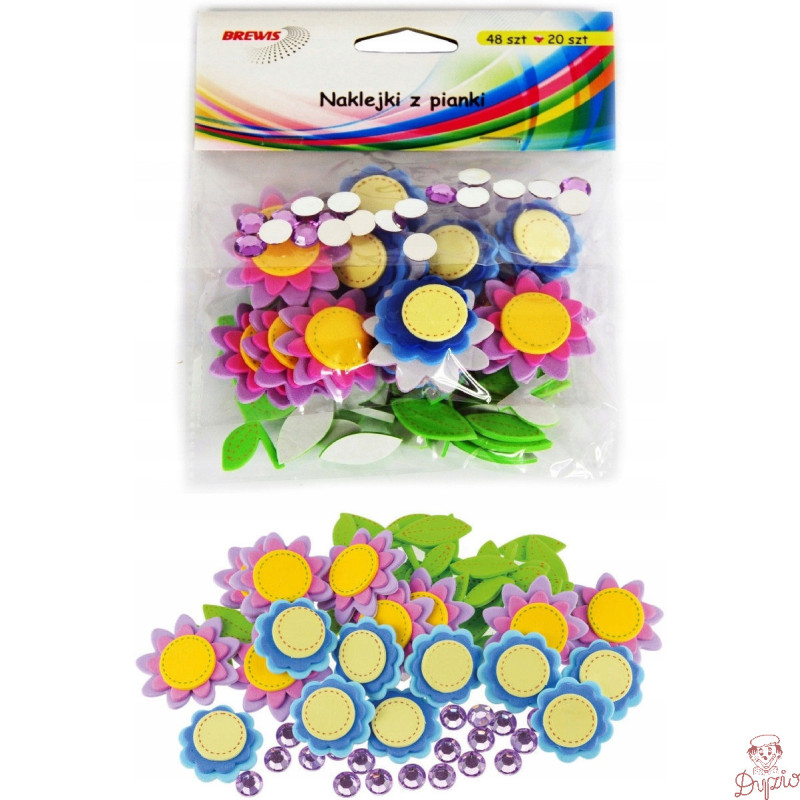Naklejki z pianki Kwiatki (48 el.) PVC16 BREWIS