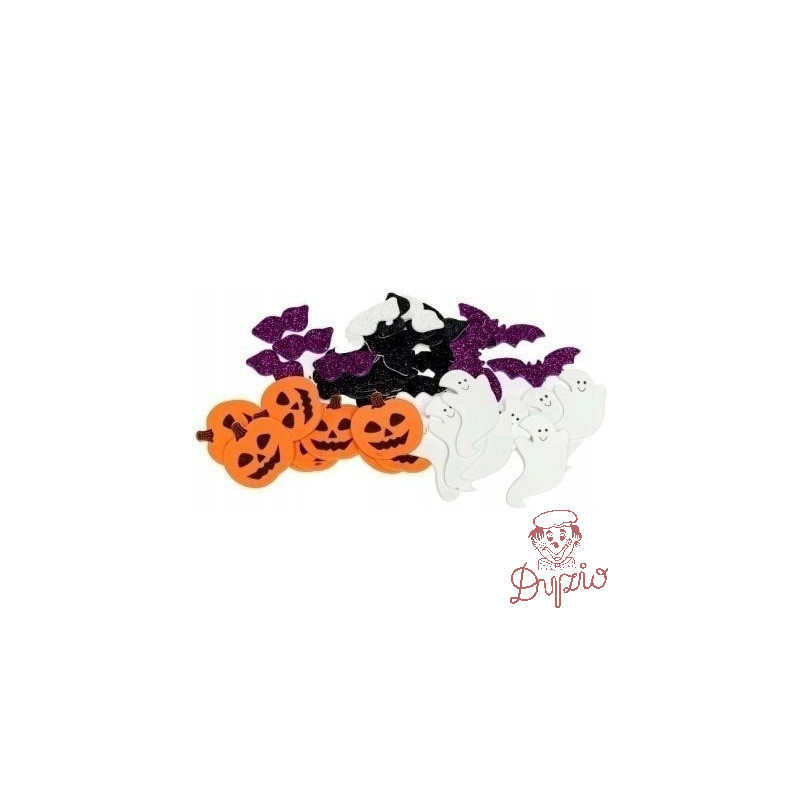 Naklejki z pianki HALLOWEEN dynie, duchy, koty,pajęczyny, nietoperze (40 szt.) PVH1 BREWIS