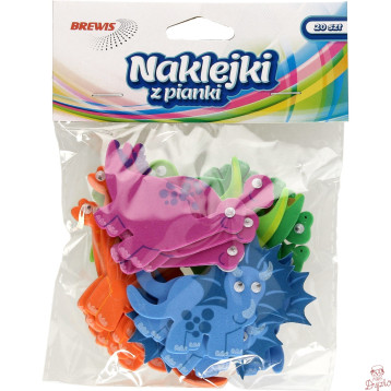 Naklejki z pianki DINOZAURY z oczkami 20 szt. PVC50 BREWIS