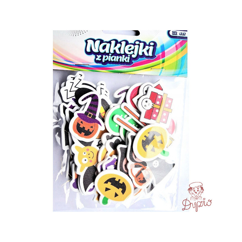 Naklejki z pianki HALLOWEEN pająki, eliksiry, nietoperze,trumny (32 szt.) PVH5 BREWIS