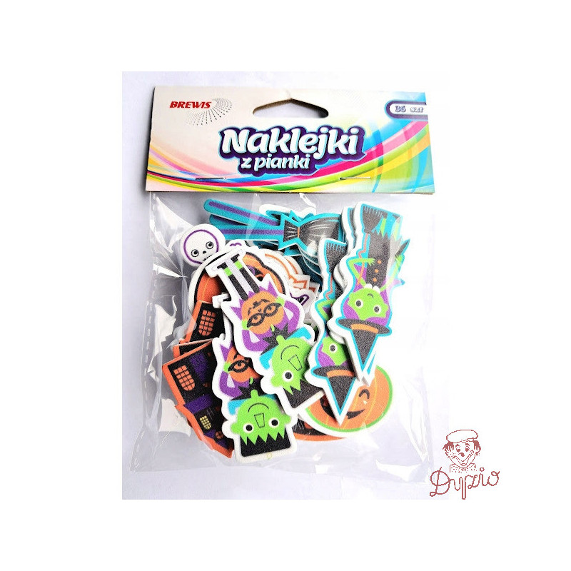 Naklejki z pianki HALLOWEEN dynie, miotła, dom (36 szt.) PVH6 BREWIS