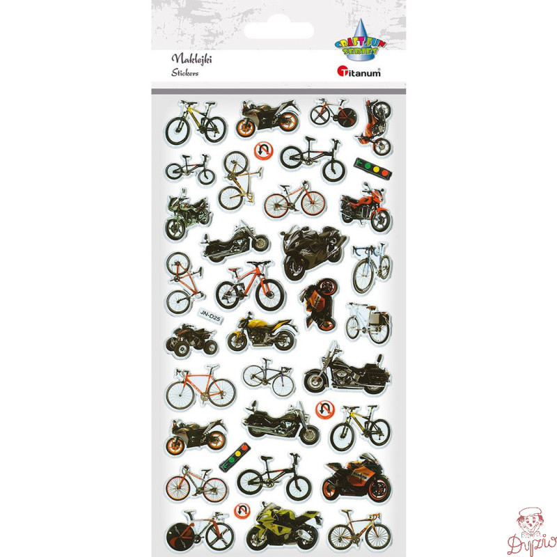 Naklejki wypukłe MOTOCYKLE, ROWERY 36szt. 470980 TITANUM