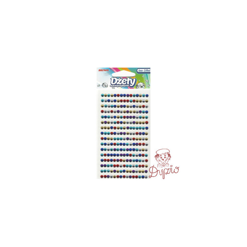 Dżety samoprzylepne 4mm mix kol. (240szt.) DS78 BREWIS