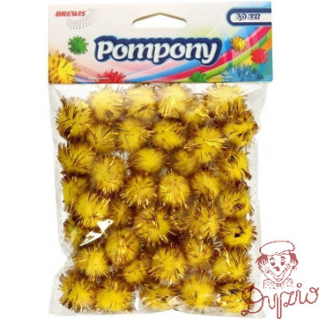 Pompony metaliczne 2cm złote (40 szt.) POM22 BREWIS