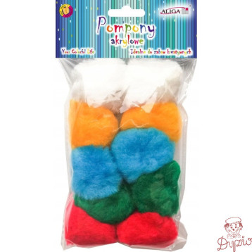 Pompony akrylowe POM-202 mix kolorów (10 szt.) śr. 5 cm ALIGA