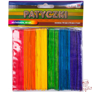 Patyczki 6 kolorów 114x 10x2mm (60szt.) ALIGA PK-3274