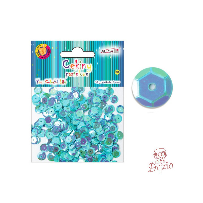 Cekiny pastelowe turkusowe 8mm, 10g. WMT-110(37) ALIGA