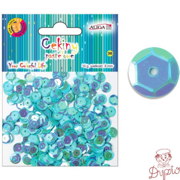 Cekiny pastelowe turkusowe 8mm, 10g. WMT-110(37) ALIGA