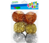 Ozdoba dekoracyjna pompon (6szt.) 45mm mix brokat 521654 Craft with Fun