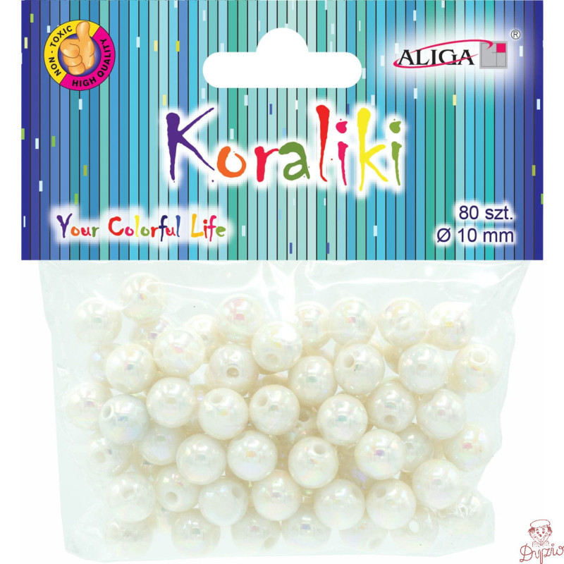 Koraliki plastikowe opalizujące perłowe 10mm (80szt.) PJ-0836 ALIGA