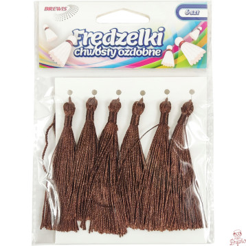 Frędzelki (chwosty ozdobne) FR1 (6 sztuk) 8 cm brązowe BREWIS