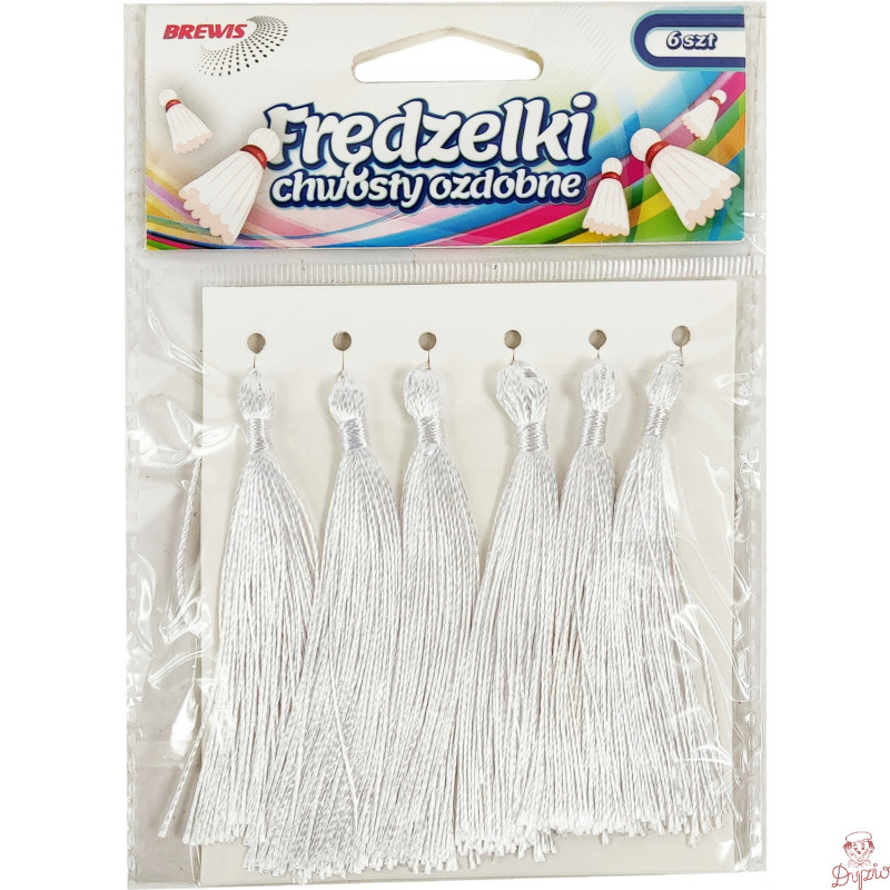 Frędzelki (chwosty ozdobne) FR2 (6 sztuk) 8 cm białe BREWIS