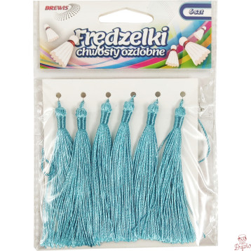 Frędzelki (chwosty ozdobne) FR3 (6 sztuk) 8 cm jasno niebieskie BREWIS