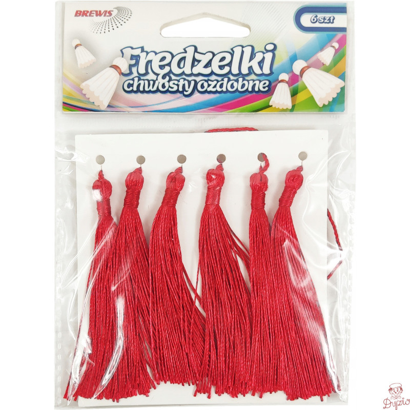 Frędzelki (chwosty ozdobne) FR4 (6 sztuk) 8 cm czerwone BREWIS